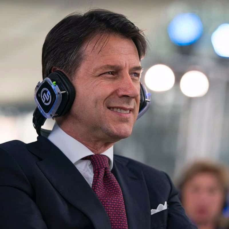 Giuseppe Conte – Silentsystem Giuseppe Conte wearing Silentsystem headphones at an event